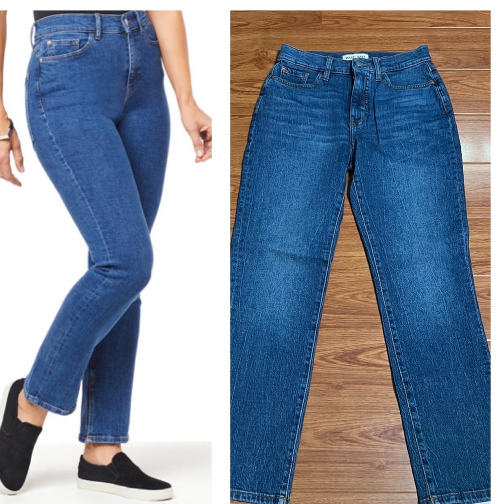 Warp + Weft Women's High Rise Jeans in Blue